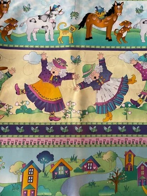Avlyn Fabric Nancy Smith, Horse, Cat, Cow, Country Lady, 1 Yard - Image 1 of 4