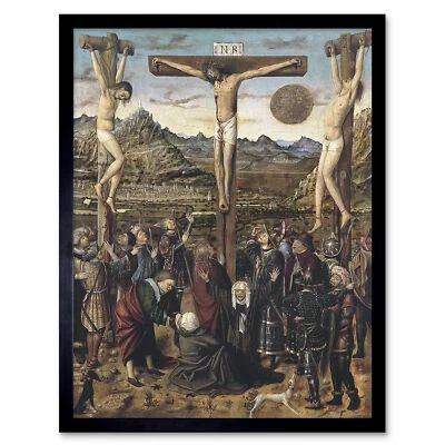 WEE BLUE COO Painting Religion Jesus Crucifixion Christian Classical 12X16 Inch Framed Print