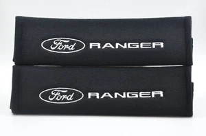 2 pcs (1 PAIR) Ford Ranger Embroidery Seat Belt Cover Pads (White on Black) - Picture 1 of 1