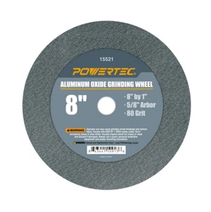 Powertec 15521 Aluminiumoxid Schleifscheibe, 80er Körnung, 8"x1" mit 5/8" Dorn - Bild 1 von 12