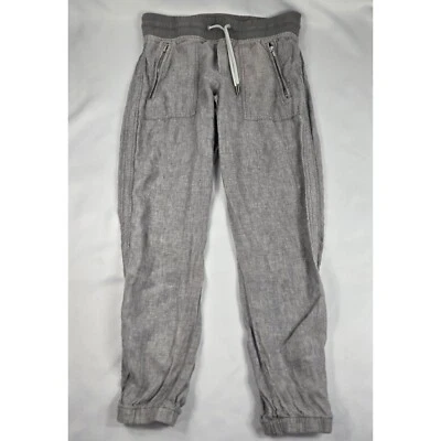 Pantalones Jogger Athleta Mezcla de Lino Ligeros Informales Gris Talla 4 Athleisure 26x26 Foto 1 de 4