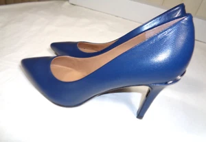 Calvin Klein shoes pumps blue leather 3” Classic Heel women's Size 5M ~ A+ COND - Picture 1 of 17