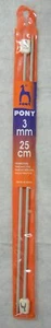 Pony Knitting Needle 25cm 3.0mm, 1 Pair per Pack, aka Knitting Pins - Picture 1 of 1