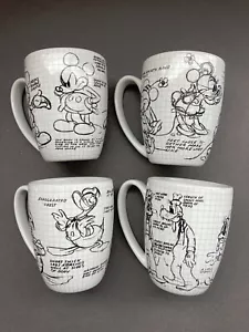 4er Set Disney Store Mickey Mouse 90 Jahre Skizzenbuch Keramik Kaffeetassen - Bild 1 von 4