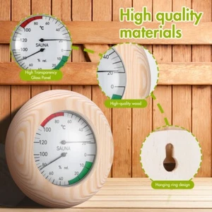 2 in 1 Wooden Sauna Room Temperature Gauge Humidity Hygrometer Thermometer Meter - Picture 1 of 9