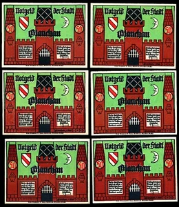 Glauchau Notgeld / 1921 / Complete Set, Six Notes - UNC - Picture 1 of 2