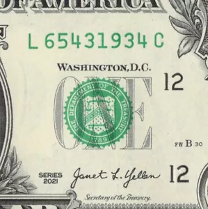 Four Digit Ladder Fancy Serial Number One Dollar Bill L65431934C Year Note 1934 - Picture 1 of 12
