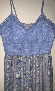Derek Heart XL Damen langes Sommerkleid blau rosa Blumen Schlitze an den Seiten 071 - Bild 1 von 6