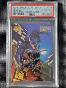 1994 Marvel Masterpieces Venom #131 Gold Foil Signature PSA 4 POP 2 RARE - Picture 1 of 2