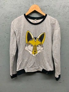 Adidas Neo Sweatshirt Women’s Size Medium Gray Fox Graphic Pullover Long Sleeve - Picture 1 of 8