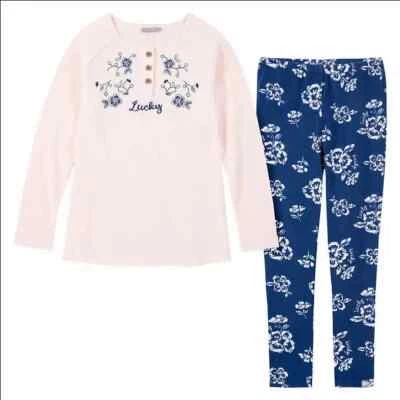 Новый Lucky Brand девочек 2 изделия верх и леггинсы комплект размер 2T розовый и синий цветочный - Изображение 1 из 3