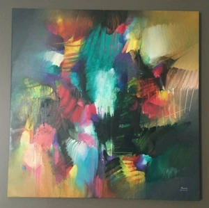 CLEMENCIA HERNANDEZ, "VÓRTICE" ÓLEO SOBRE LIENZO, FIRMADO con certificado de autenticidad, 53" x 53"!! - Imagen 1 de 4