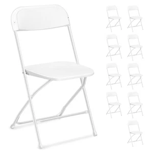 10 Pack Plastic Folding Chair Indoor Outdoor Stackable Seat White - Picture 1 of 15