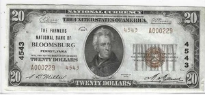 1929 20 $ T-2 Bloomsburg, PA .......... Knackig Stempelglanz ....... KEINE RESERVIERUNG - Bild 1 von 2