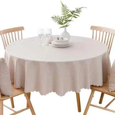 Round Waterproof Tablecloth Spill-Proof and Stain Resistant Table Cloth Wrink... - Image 1 of 4
