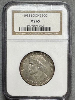 1935-S  BOONE  COMMEMORATIVE HALF DOLLAR   NGC  MS65 - Image 1 of 4