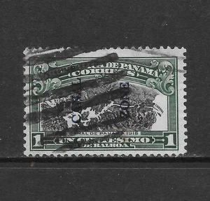 CANAL ZONE SCOTT 42 USATO F/VF - 1915 1c EMISSIONE VERDE E NERA - MAPPA DEL CANALE DI PANAMA - Foto 1 di 2