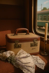 Caja de viaje retro de cuero sintético marrón tostado equipaje tocador Skyway Train Case años 50 - Imagen 1 de 8