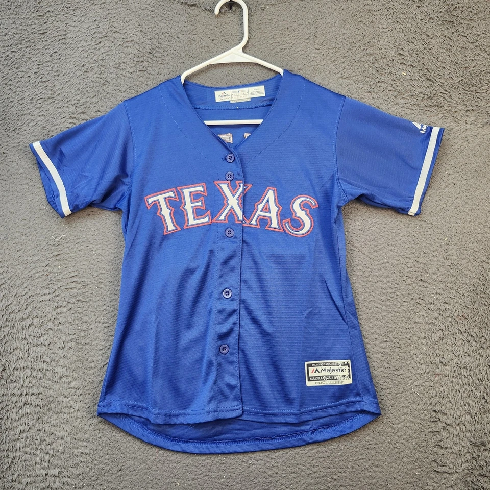 Camiseta de béisbol Texas Rangers juvenil mediana MLB cinturón 29 azul genial botón base Foto 1 de 4