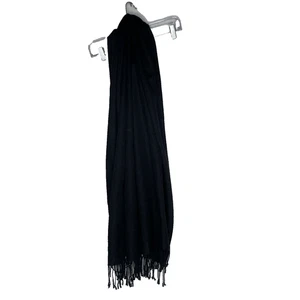 Pashmina 100% Lana Pashmina Bufanda Sólida Color Negro Mujer Chal Envolvente Bufandas - Imagen 1 de 3