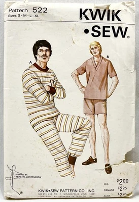 Pijama tejido para hombre Kwik años 70 patrón de costura 522 talla S-XL vintage 17414 Foto 1 de 2