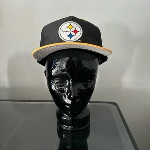 Vintage Pittsburgh Steelers Hat Mens OSFA Black 90s Logo 7 Blockhead Snapback - Picture 1 of 6