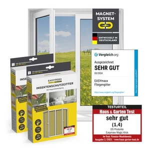 EASYmaxx Fliegengitter Fenster 2er Set magnetisch Insektenschutz Netz 150x130 - Bild 1 von 9