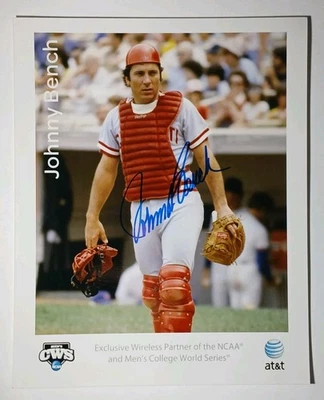 Foto de béisbol firmada autografiada por Johnny Bench de los Rojos de Cincinnati MLB certificado de autenticidad automático patio Foto 1 de 4
