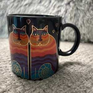 Vintage Laurel Burch Regenbogen Katzen Schwarz Kaffeebecher Tasse Japan - Bild 1 von 4