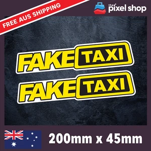 Fake Taxi Sticker x2 - Decal Safety Funny Joke Boat 4x4 aussie phub adult p0rn - Picture 1 of 5