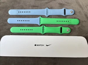 Genuine Apple Watch Nike Sport Bands 45mm Green Light Blue Two Bands - Photo 1/3