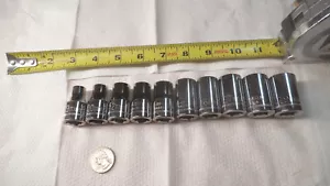 Craftsman USA 10 pc 1/2 drive 12pt MM shallow sockets, sizes 9 to 19mm, nos - Picture 1 of 4