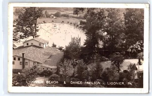 Ligonier Beach, Ligonier, Pennsylvania (1935) RPPC - Vintage Postcard - Picture 1 of 2