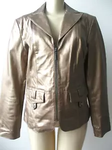 BERNARDO METALLIC BRONZE LONG SLEEVE LEATHER JACKET SIZE M - Picture 1 of 7