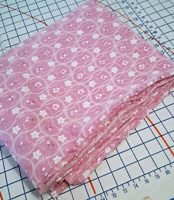 Sheer Machine Embroidered Pink Saree Fabric from India - 6-1/2 yds - Image 1 of 4