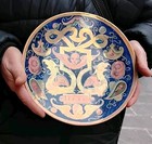 ANTICO Piatto in Maiolica a Lustro Firmato Benucci e Latti Pesaro, Gubbio c1870