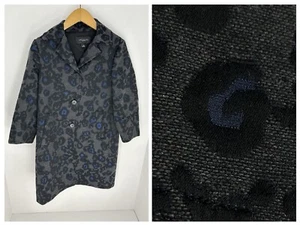 Ann Taylor Leopard Print Coat Size XS Animal Print Gray Blue Long Jacket Boho - Picture 1 of 10