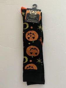 Halloween Women’s Knee High Socks Pumpkins Black Embellished Fits Shoe 5-9 NEW - Picture 1 of 4