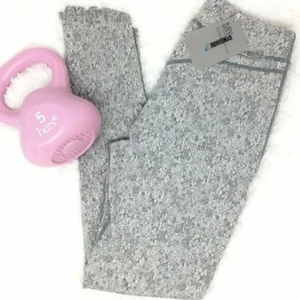 NEW GYMSHARK Compression Fit Fleur Texture Leggings Charcoal Marl Grey Size M - Picture 1 of 6