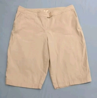 Bermudas J Jill Oatmeal tostadas caqui elásticas frente plano pantalones cortos para mujer talla 14 Foto 1 de 4