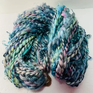 Wool Hand Spun Hand Dyed Indi DyerYarnMetallicTextural Blues/Purple Super Bulky - Picture 1 of 6