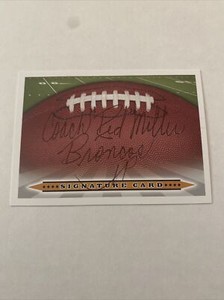 Red Miller Signed Card Denver Broncos Coach Autograph Auto