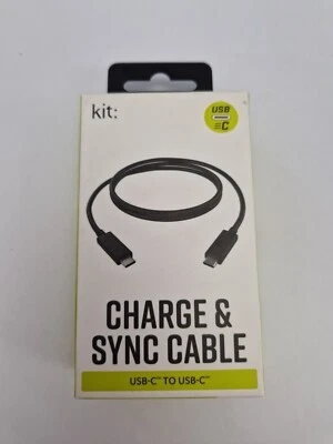 USB-C to USB-C Cable Connector Fast Charging & Data Sync Cable 1m Length Black - Image 1 of 4