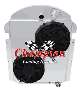 AL 3 Row Radiator Chevy Config,10" Fans,Shroud for 1940 Chevrolet WA V8 Conv - Foto 1 di 10