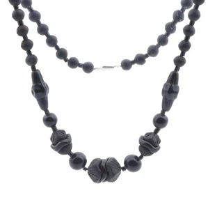 Collana perline di vetro nero vintage Art Déco DRGM - Foto 1 di 5