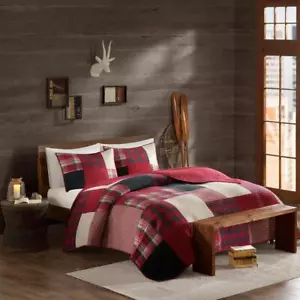 Woolrich Sunset 3-Piece Coverlet Mini Set King Size Oversized Cotton, Plaid Red - Picture 1 of 5
