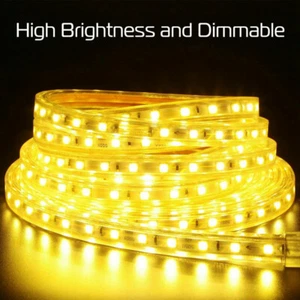 5050 LED Strip Light Flexible Tape Lighting Rope Home Outdoor 110V With US Plug - Picture 1 of 21