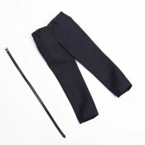 New 1/6 Scale Man Black Trousers Suit Pants Costume with Belt Fit 12'' Male Body - Picture 1 of 3
