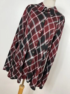 Camisa Top Soft Surroundings PXL Petite XL Roja Negra A Cuadros Botón Delantero C1 Foto 1 de 4