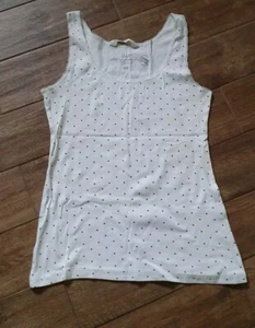 H&M Top Basic weiß mit schwarzen Punkten Größe L Organic Cotton - Bild 1 von 4